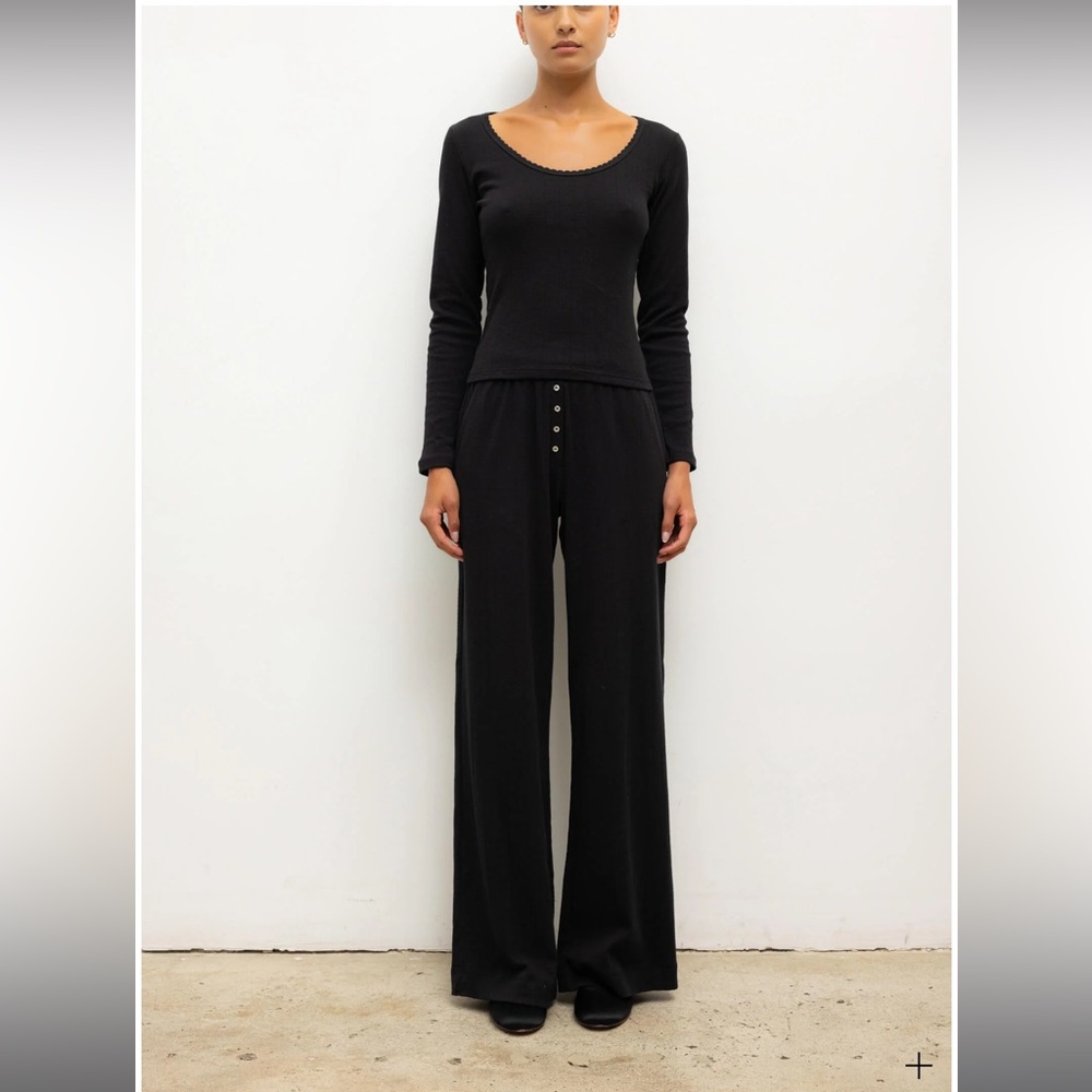 LESET Black Wide Leg Women's Pants